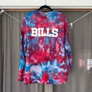 BILLS Tie-Dye Long Sleeve Tee - Red & Blue